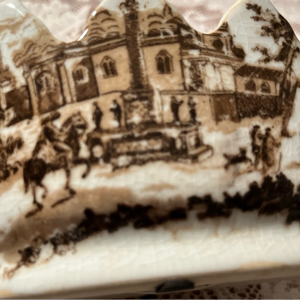 Vintage Brown and Cream Ceramic Plate